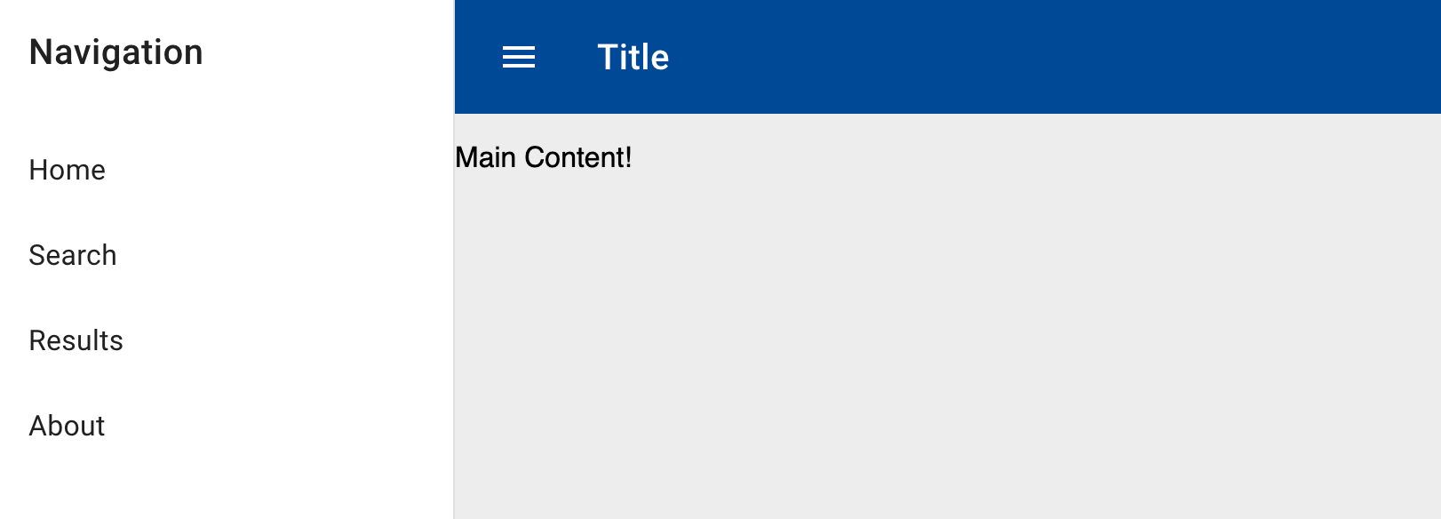 Applikation mit eingebautem Hamburger Button