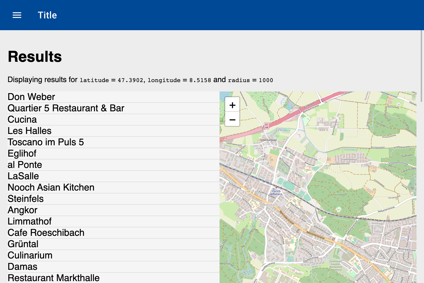 AmenityBrowser ungestyled